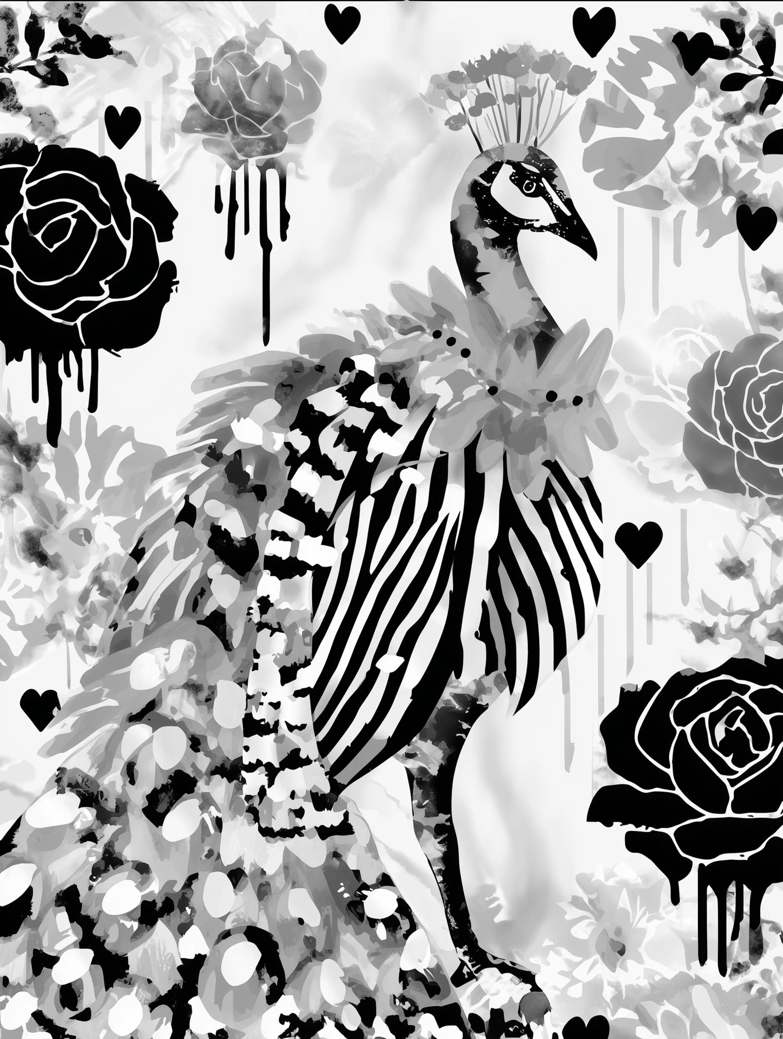 Free printable coloring page of peacock for adults featuring gray peacock coloring sheet